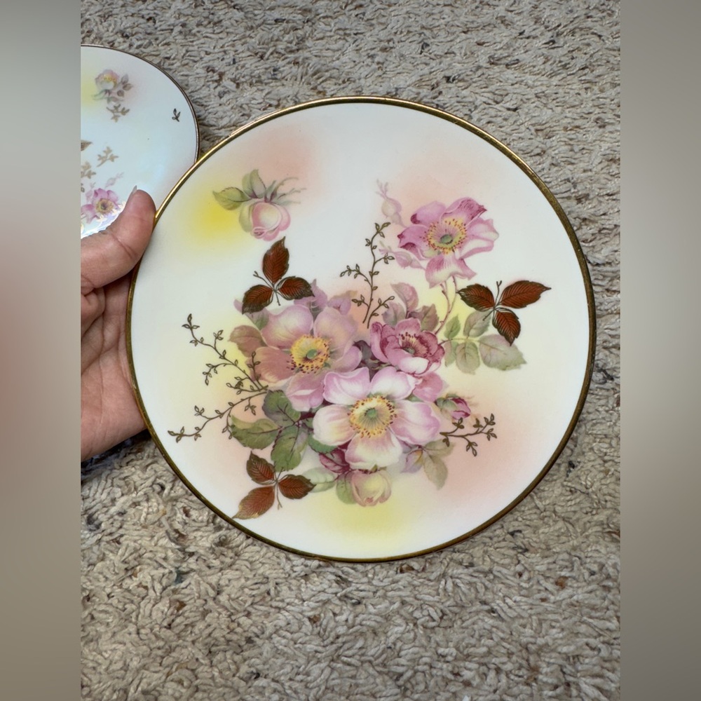 Schumann Arzberg Germany Wild Roses Pattern Gold Rim Dish #86, 11 & 6 lot of 3 - Picture 3 of 10
